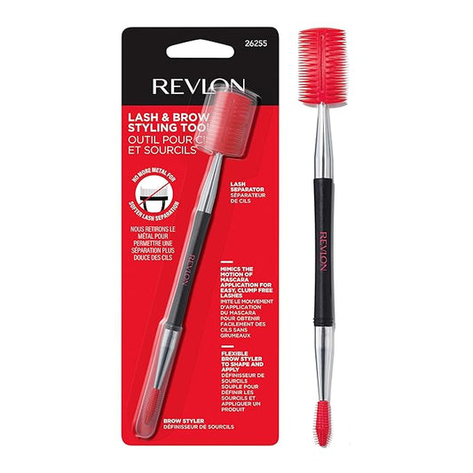 Revlon Lash & Brow Styling Tool, Dual Ended Eyelash Separator & Eyebrow Brush Spoolie, Works with Mascara & Brow Makeup, 1 count-FemmiqueWomen