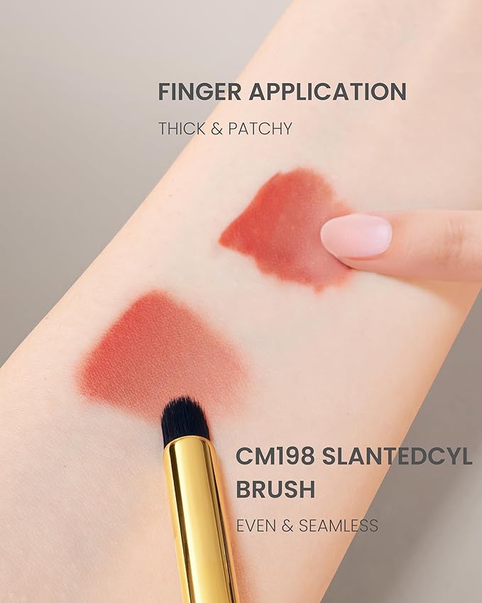 Desert Oak Series VelvetSlant Lip Artist - 45° Slanted Lip Brush for Gradient & Feathered Lips, Ultra-Soft Vegan Nylon, Bubinga Wood Handle (CM 198)-FemmiqueWomen