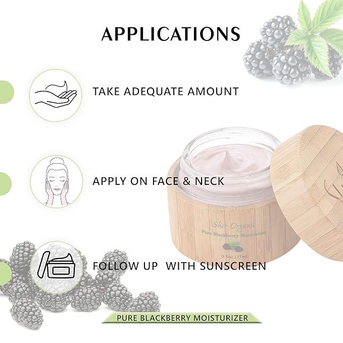 Shir-Organic Pure Blackberry Moisturizer Helps Fight Against Free Radicals Smooth Even Texture Regenerates the Skin for Normal to Dry & Sensitive Skin Type(50ml)-FemmiqueWomen