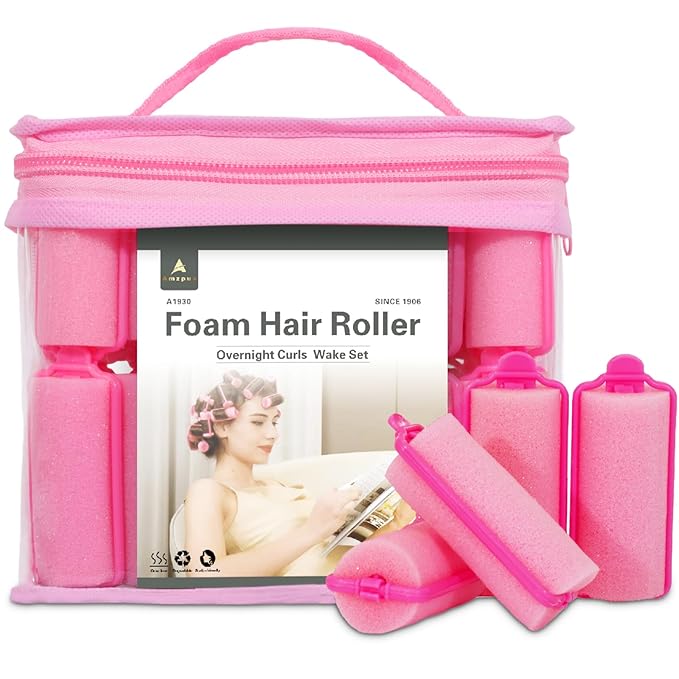 36 Pieces Foam Sponge Hair Rollers - Soft Sleeping Flexible Styling Curlers for Hair Styling (Pink)-FemmiqueWomen