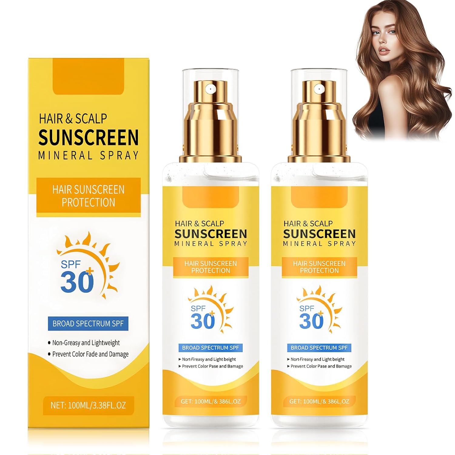 Ultimate Hair & Scalp Sunscreen Spray SPF 30 | Hair and Scalp Sunscreen Spray | Color-Lock UV Shield for Dyed/Highlighted Hair,Travel-Size Scalp Sunblock Prevents Fading & Dryness(2PCS)-FemmiqueWomen