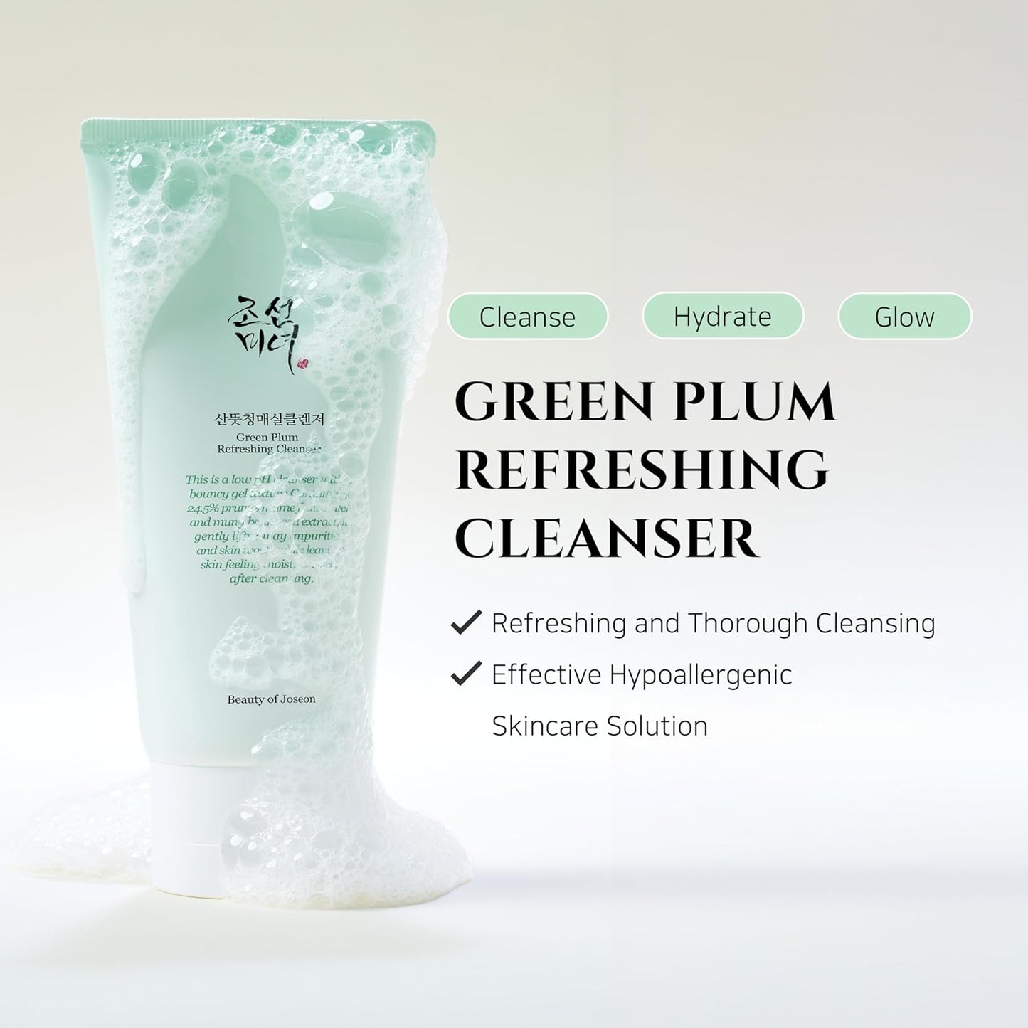Beauty of Joseon Green Plum Refreshing Cleanser Gel Type Deep Pore Cleansing, Acne Face Wash, Blackhead Remover for All Skin Types, Korean Skincare 100ml, 3.38 fl.oz-FemmiqueWomen