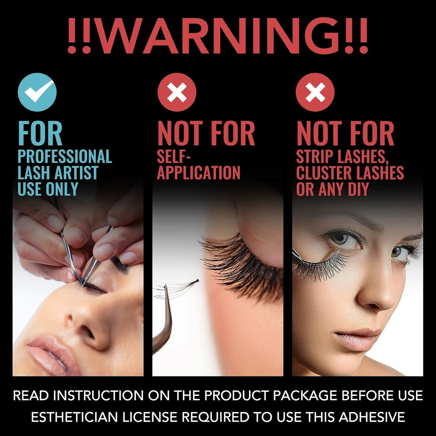 Eyelash Extension Glue - 0.5 Sec Fast Drying, 8 Week Retention (0.17fl.oz / 5ml) Waterproof Black Adhesive for Semi-Permanent Lash Extensions - Professional Use Only-FemmiqueWomen