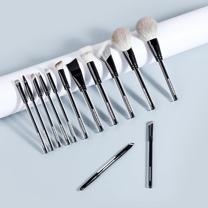 KENCOLOR Premium 13-Piece Makeup Brush Set with PU Travel Pouch – High-End Acrylic Handle, Soft Synthetic & Natural Bristles, Dense & Non-Absorbent, for Flawless Application-FemmiqueWomen