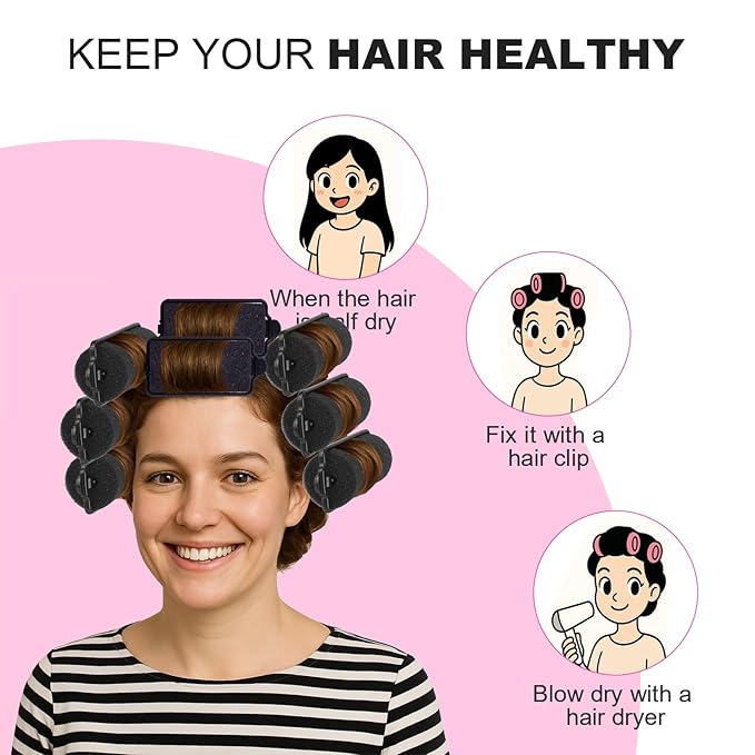 36 Pieces Soft Foam Hair Curlers - Flexible Sleeping Curlers for Hair Styling (1.2inch, Black)-FemmiqueWomen