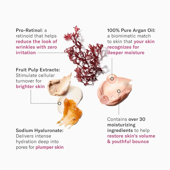 Josie Maran Pro-Retinol Face Cream - Anti Aging Retinol Cream with Pure Argan Oil & Aloe Juice - Delivers Intense Hydration for Plumper Skin & Reduces Wrinkles with Zero Irritation (1.69 oz)-FemmiqueWomen