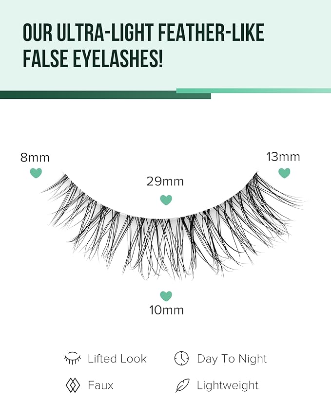 Natural Cat Eye Lashes Natural Eyelashes Wispy Mink Lashes Short Fake Lashes Clear Band Eye Lashes Pack 7 Pairs Small Demi Wispies Eyelashes-FemmiqueWomen