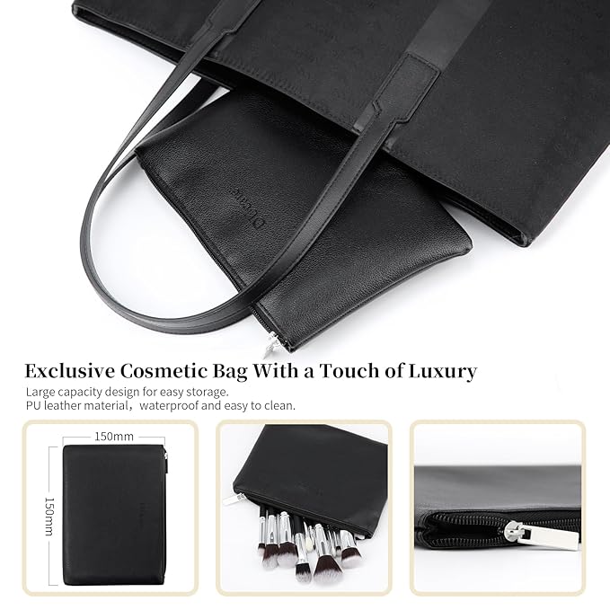 DUcare Makeup Brushes with Bag,15Pcs Makeup Brush Set Christmas Gift Travel Kabuki Foundation Blending Blush Eyeliner Shadow Brow Concealer Brushes Kit Black-FemmiqueWomen