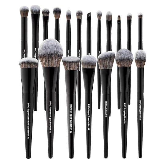 Bueart Design 19Pcs Professional Grade Labeled Makeup Brushes Set, Large Foundation Powder Contour Concealer eyeshadow Blush EyeLiner Make up Brushes,Premium Synthetic hair,Vegan Cruelty-free-FemmiqueWomen