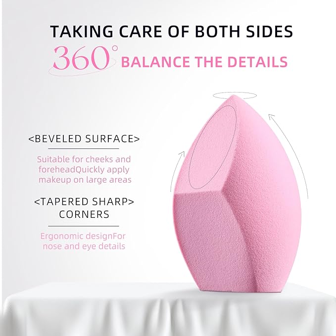 Makeup Brush Set, Flat Top Kabuki Brush Premium Foundation Brush for Liquid, Cream, and Powder with 2 Makeup Sponge for Foundation, Powder, Blush, and Concealer-FemmiqueWomen