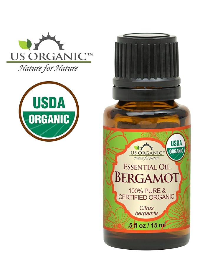 US Organic 100% Pure Bergamot Essential Oil, USDA Certified Organic, Cold Pressed, with Euro droppers (More Size Variations Available) (15 ml / .5 fl oz)-FemmiqueWomen