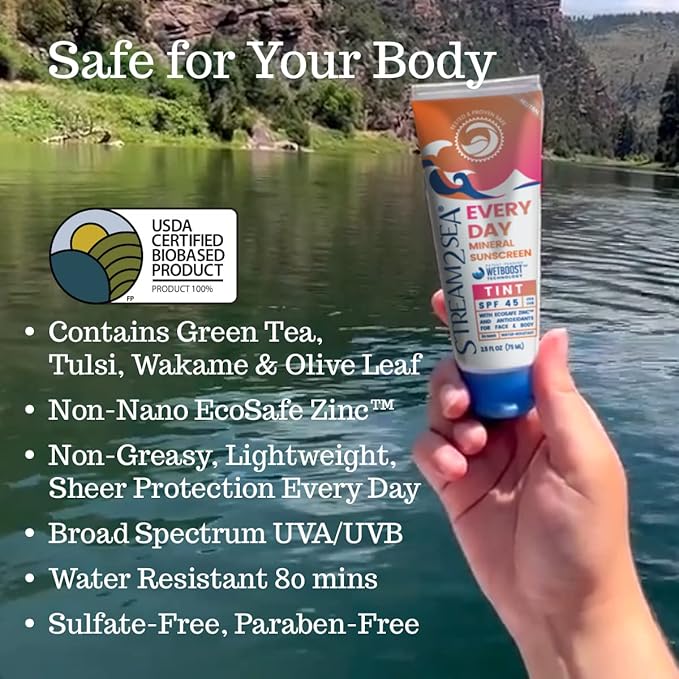 SPF 45 Every Day Tint Mineral Sunscreen | 2.5 Fl Oz Biodegradable, Paraben Free & Reef Safe | Non-Greasy Tinted Sunscreen For Face & Body Protection Against UVA & UVB-FemmiqueWomen