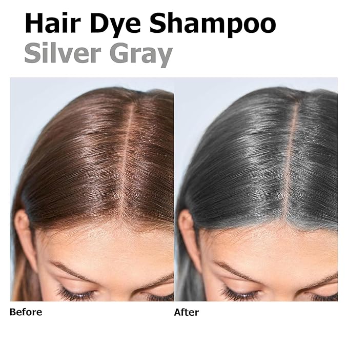 Silver Gray Hair Dye Shampoo 3 in 1, Long-lasting & Natual Hair Color Shampoo Lasting for 4 Weeks, Herbal Ingredients Natural Shampoo Hair Dye Effect in Minutes, Christmas Gifts for Men Women 500ml-FemmiqueWomen