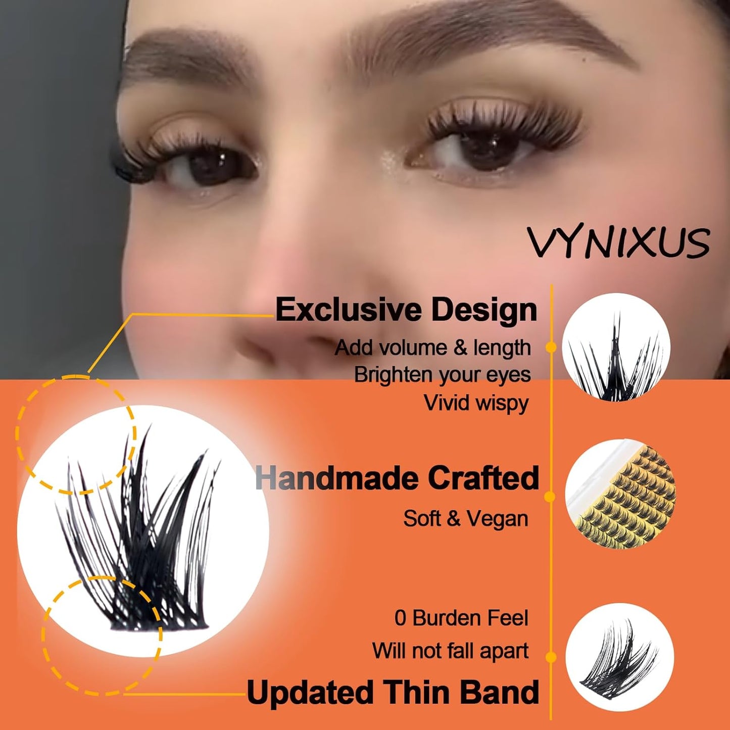 Eyelash Clusters Fluffy Lash Clusters Wispy Individual Lashes WideSpan Cluster Eyelash Extensions Natural Cluster Lashes Ultra-Thin Band (Magic-0.07D-Mix8-16)-FemmiqueWomen
