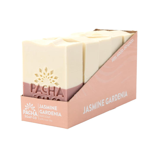 Pacha Soap Co. Bar Soap - Premium, Handcrafted, Hydrating, Natural Face Wash, Hand Cleanser, Body Wash, Soothing Essential Oils (Jasmine Gardenia, 5-Pack, 4 oz ea)-FemmiqueWomen