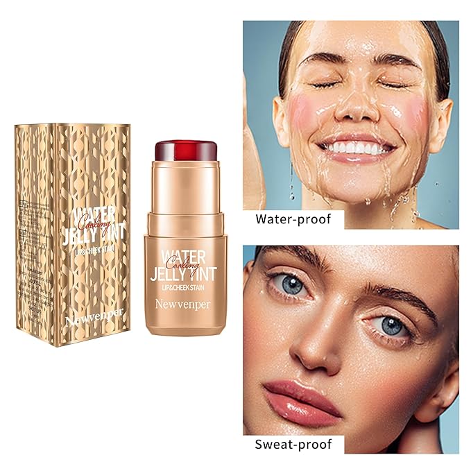 2PCS Jelly Blush Stick, Multi-Purpose Lip & Cheek Stick, Waterproof jelly tint, Moisturizing Cooling Water Jelly Tint Long Lasting cheek stain & lip tint for Women and Girls 01#-FemmiqueWomen