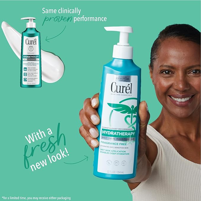 Curel Hydra Therapy In Shower Lotion, Itch Defense Body Moisturizer with Advanced Ceramide Complex, Vitamin E, & Oatmeal Extract, 12 Oz-FemmiqueWomen