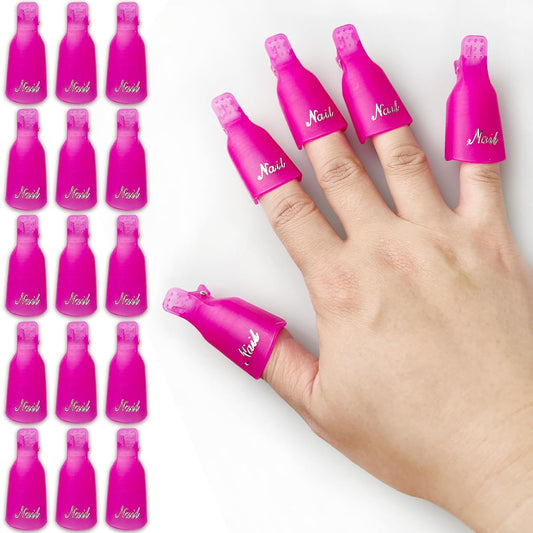 20-Piece UV Gel Polish Remover Wrap Tool in Pink-Professional Acrylic Nail Art Soak Off Cap Clips-FemmiqueWomen