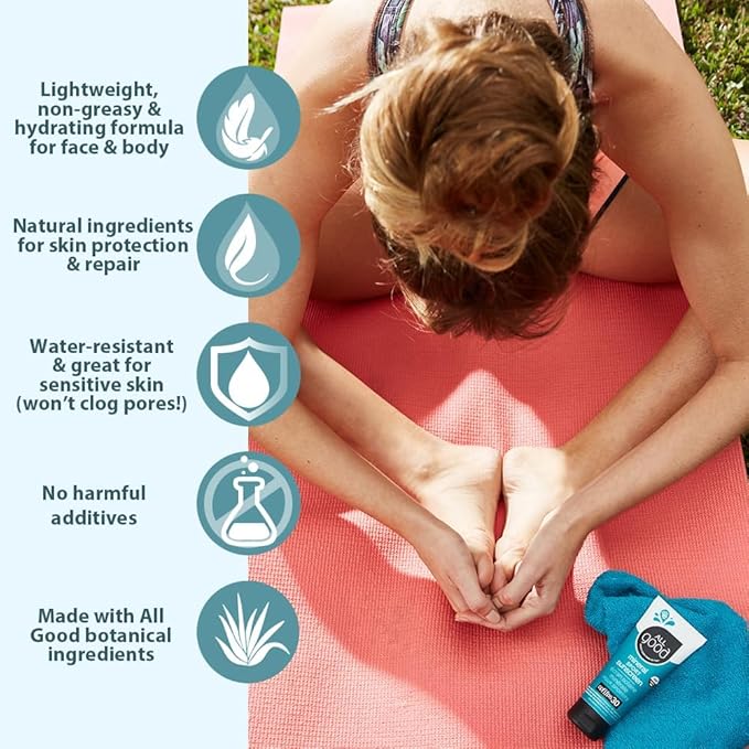 All Good Sunscreen - Sport Mineral Sunscreen Lotion, Reef Friendly, SPF 30+ for Face & Body, Water & Sweat Resistant, 2-pack (3 oz)-FemmiqueWomen