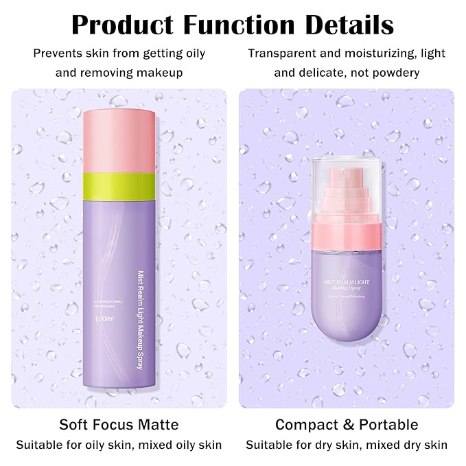 2PCS Makeup Setting Spray for Face,Waterproof Setting Spray for Makeup,Long Lasting Oil Control Finishing Holding Face Mist,Refreshing Hydrating Glossy and Matte Fixing Facial Mist Make Up Set A5-FemmiqueWomen