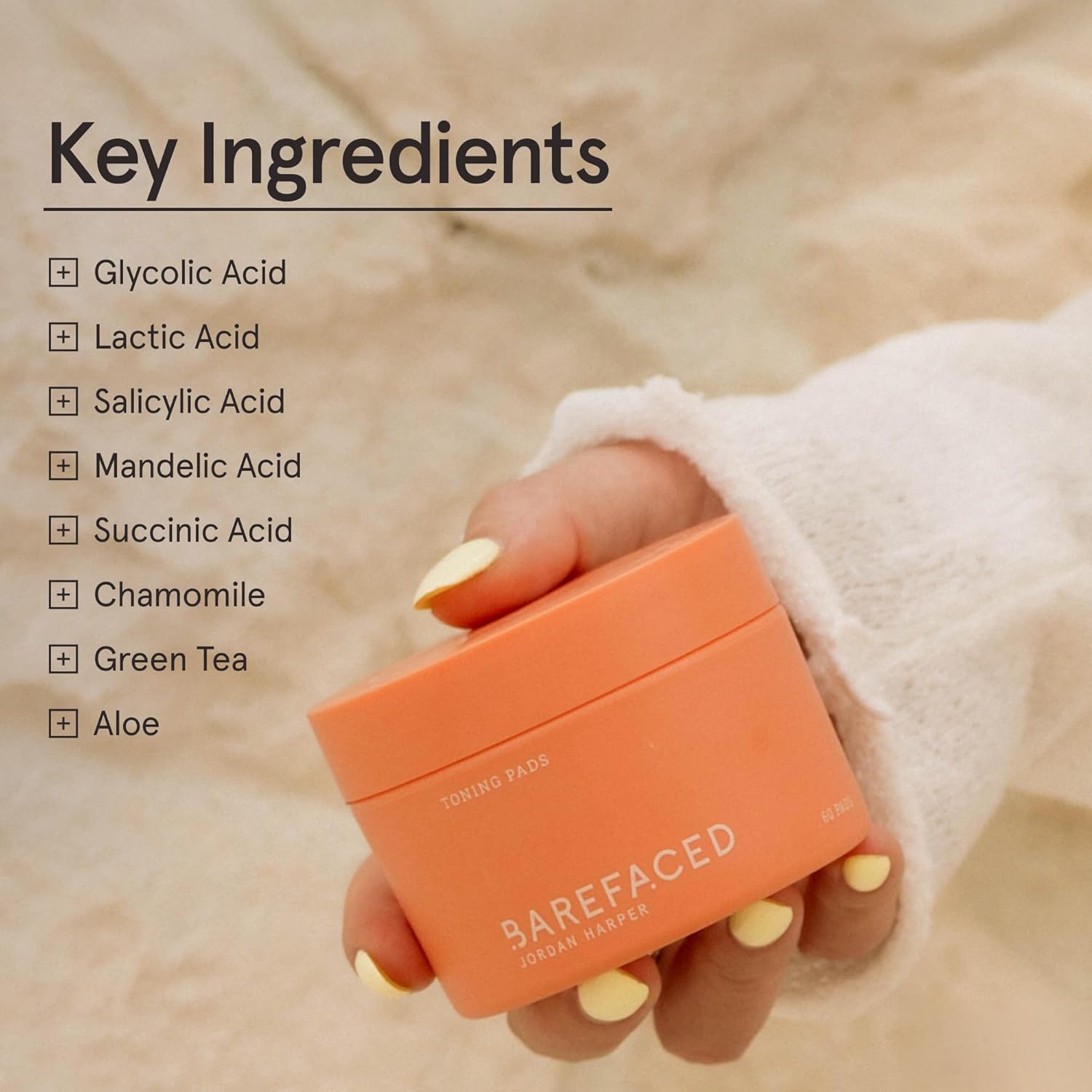 Barefaced Toning Pads (60 count) - Exfoliating Face Pads with 2% Glycolic Acid & Salicylic Acid - Brightens & Cleanses Skin, Clears Pores, Reduces Fine Lines & Wrinkles-FemmiqueWomen