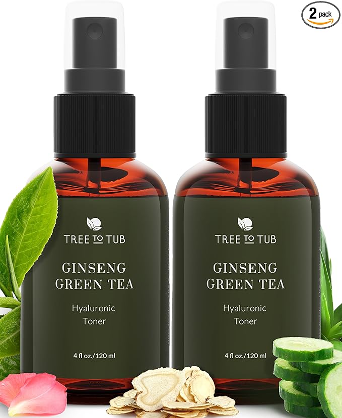 Tree To Tub Hydrating Facial Toner Spray for Dry & Sensitive Skin - Alcohol Free Witch Hazel & Rose Water Face Toner for Women & Men w/Hyaluronic Acid, Vitamin C, Organic Green Tea, Natural Ginseng-FemmiqueWomen