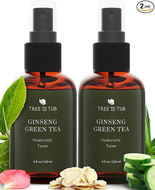 Tree To Tub Hydrating Facial Toner Spray for Dry & Sensitive Skin - Alcohol Free Witch Hazel & Rose Water Face Toner for Women & Men w/Hyaluronic Acid, Vitamin C, Organic Green Tea, Natural Ginseng-FemmiqueWomen