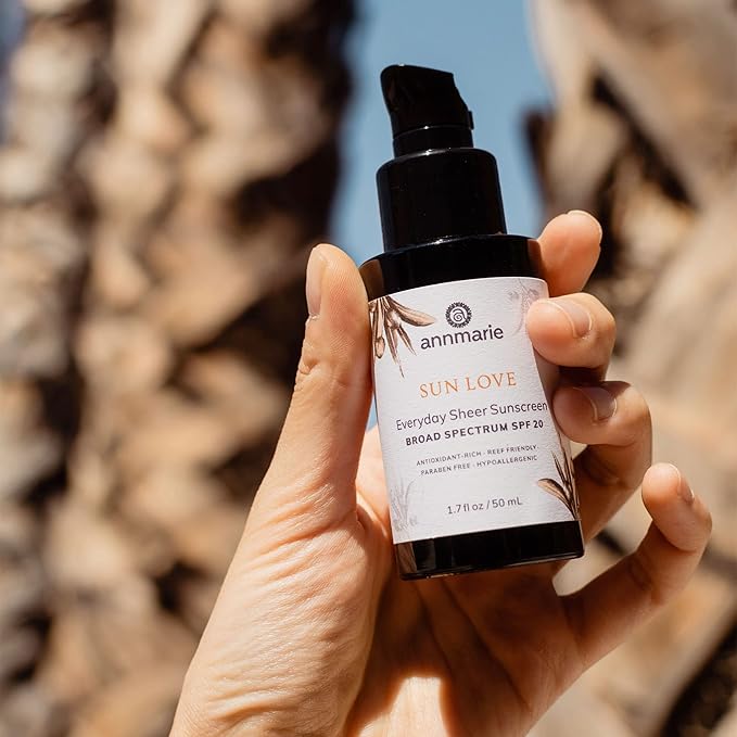 Annmarie Skin Care Sun Love SPF 20 Sunscreen - Reef Safe. - Non-Nano Zinc Oxide Sunscreen with Moisturizing Organic Pumpkin, Sunflower, Hemp Seed Oils, Lightweight & Sheer Sunscreen (50mL, 1.7 fl oz)-FemmiqueWomen