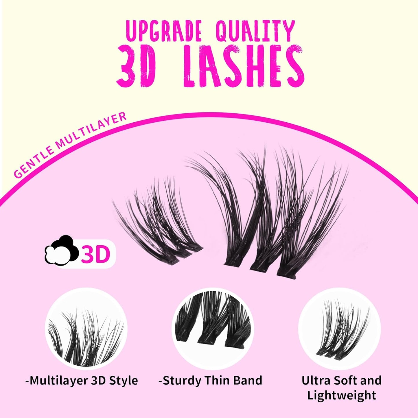 GAQQI Lash Clusters Kit, DIY Lash Extensions Kit 10-14mm Cluster Lashes, Wispy Eyelash Clusters with Lash Bond and Seal+Lash Tweezer+Remover+110pcs Thin Band Individual Lashes (3D-GQ08-KIT)-FemmiqueWomen