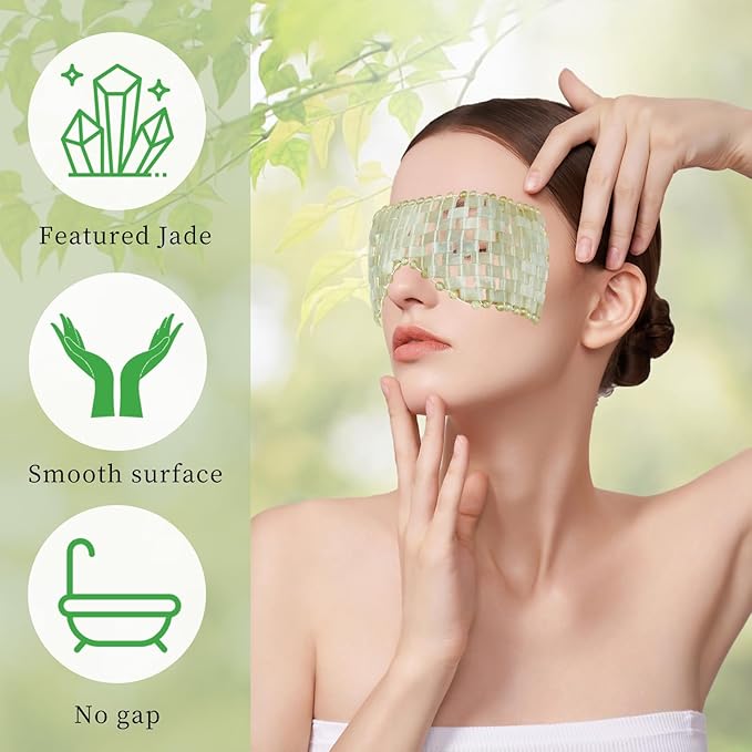 Jade Eye Mask, Eye Mask for Relaxation, Reusable Jade Eye Mask Hot or Cold Using Jade Mask Eyes Sleeping Mask for Alleviate Puffiness Face Massage Relax Eyes Meditation Beauty-FemmiqueWomen