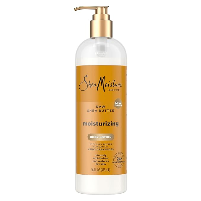 SheaMoisture Moisturizing Body Lotion with Raw Shea Butter, Argan Oil and Pro-Ceramides, Restoring Dry Skin, 24H Moisturizing 16 oz-FemmiqueWomen