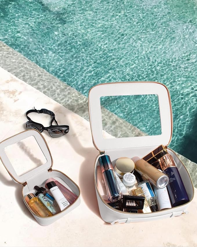 Clear Makeup Bag Small, TSA Approved Portable Toiletry Bag with Zipper Cosmetic Travel Bag Makeup Organizer Case Mini Makeup Pouch for Purse Car Organizer Bag for Women Men-FemmiqueWomen