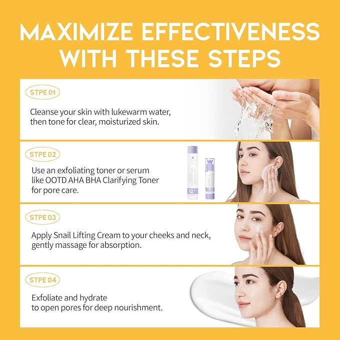 #OOTD Snail Mucin Moisturizer Cream For Face, Lifting & Deep Hydrating Ceam For Face And Neck, Anti Aging, Smoothing, Korean Skincare For Glass Skin (3.38 Fl Oz)-FemmiqueWomen