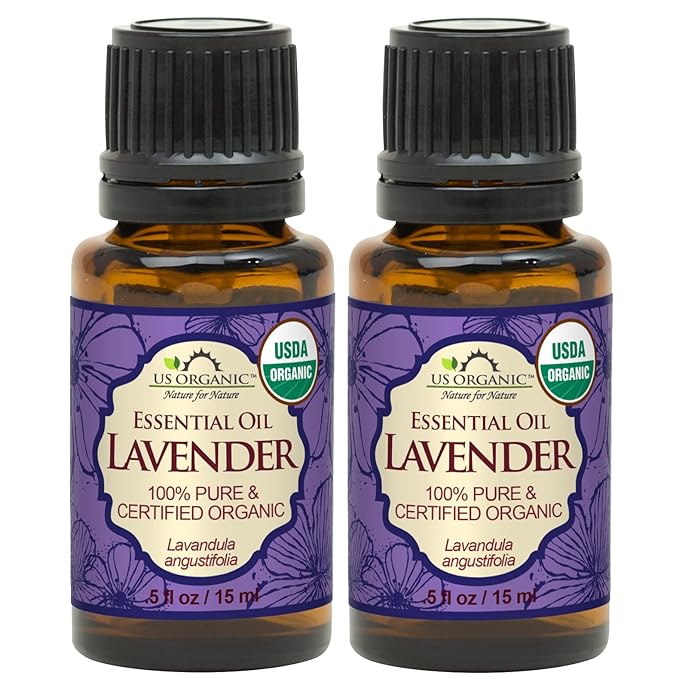 US Organic 100% Pure Lavender Essential Oil, Directly sourced from Bulgaria, USDA Certified Organic, Undiluted, for Diffuser, Humidifier, Massage, Skin, Hair Care, Non GMO, 15 ml 2 Pack-FemmiqueWomen