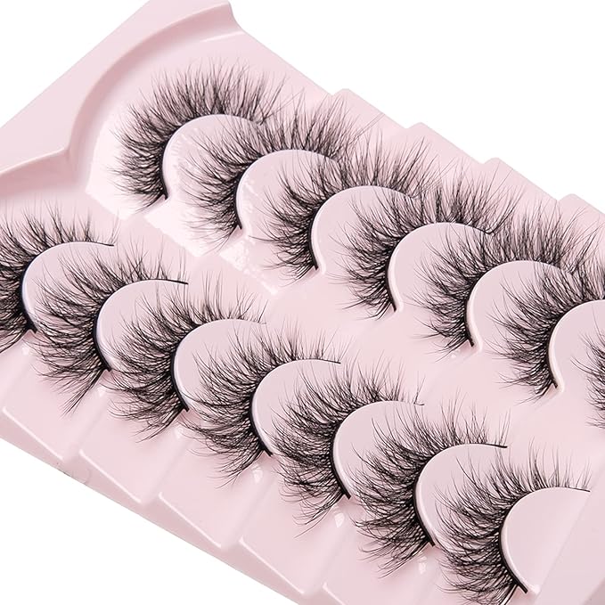 Fake Lashes Natural Wispy Lashes Airy Volume Faux Mink Lashes Fluffy Long False Eye Lashes Sets Pack 18MM Reusable Eyelashes A05-FemmiqueWomen
