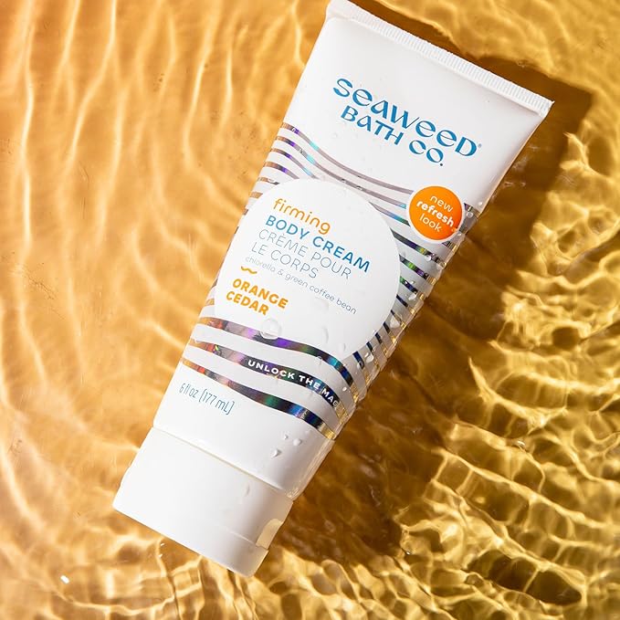 Seaweed Bath Co. Firming Body Cream, Orange Cedar Scent, 6 Ounce, Skin Toning Hand & Body Lotion Moisturizer for Dry Skin, with Sustainably Harvested Seaweed, Chlorella, Green Coffee Bean-FemmiqueWomen