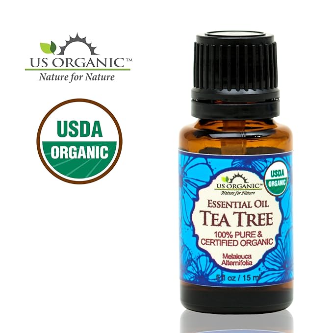 US Organic 100% Pure Tea Tree Essential Oil, Steam Distilled, USDA Certified Organic, for Hair, Skin, Scalp, Foot, Toenails, and More. Sourced from South Africa, Undiluted, Non-GMO (15 ml)-FemmiqueWomen