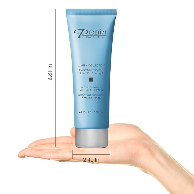Premier Dead Sea Facial Cleanser with Micro Grains, Luxury collection foaming face wash, daily use skin care, nondrying, anti-aging Skin Care with aloe vera, witch hazel, Dermatologist Tested 4.4fl oz-FemmiqueWomen