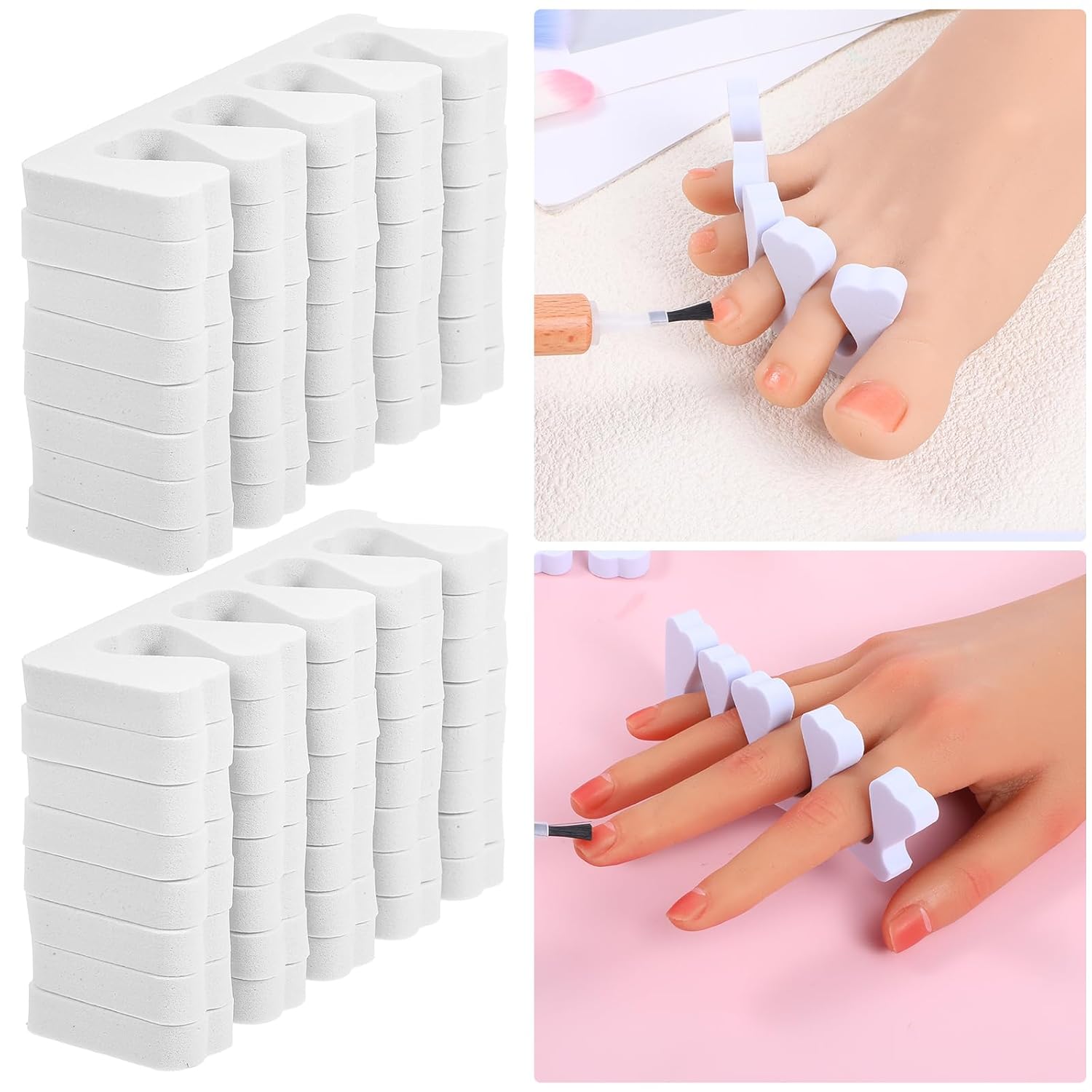 300 Pcs Toe Separators for Nail Polish Bulk Toe Separator Pedicure Correct Foot for Men Women Nail Polish Comfy Soft Pedicure Supplies(White)-FemmiqueWomen
