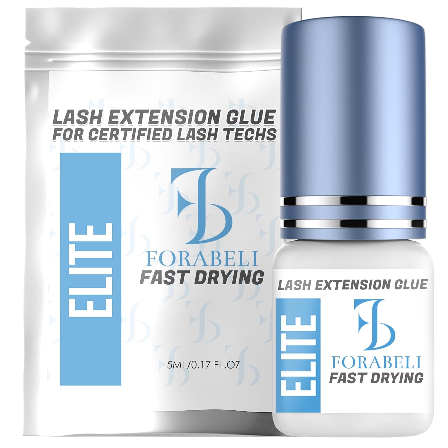 Forabeli Elite Eyelash Extension Glue - 1 Sec Fast Dry, 7 Week Retention, Maximum Bonding Power, Black Lash Adhesive for Professional Use-FemmiqueWomen