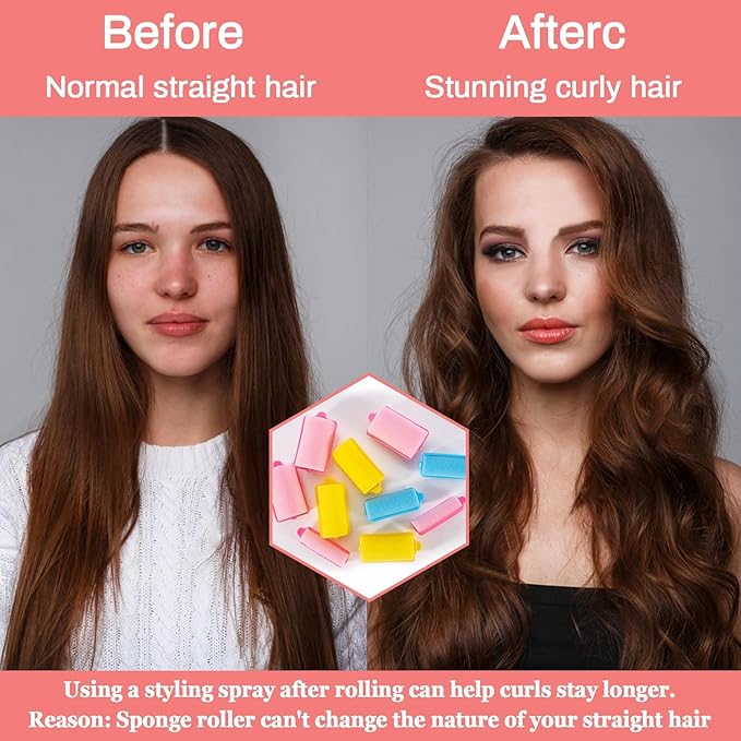 36PCS Foam Hair Rollers - Sponge Rollers for Heatless Hair Curler for Short/Long Curling Sleep rolos para cabello Jumbo Large Sponge Curlers Soft Sleeping Thin Hair Curl Overnight rulos-FemmiqueWomen