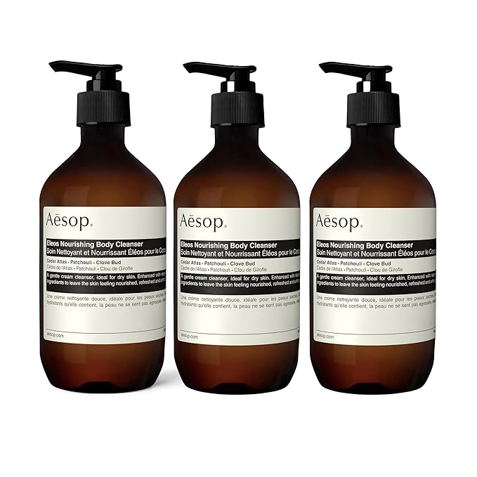Aesop Eleos Nourishing Body Cleanser | Hydrating Ingredients For Refreshed, Soft Skin | Enriched With Emollients, Humectants, Purifying Botanicals | 500mL / 16.9oz (Pack of 3)-FemmiqueWomen