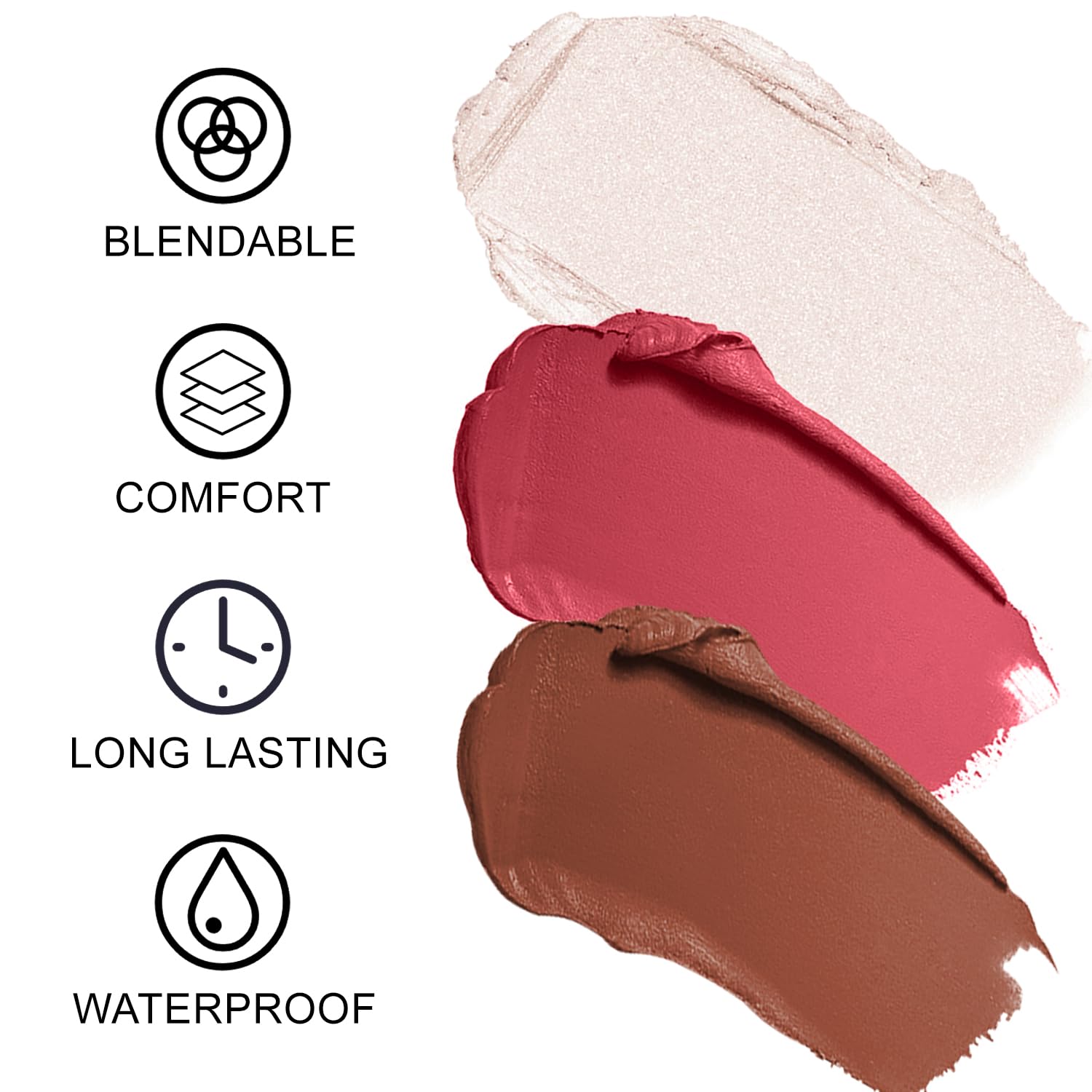 3Pcs Contour Stick Makeup Set, Shades with Highlighter Blush Bronzer Stick Kit for Sculpt the Cheeks and All Skin Type, Longwear Smooth Non-greasy Formula for All Skin Types, Mature-FemmiqueWomen