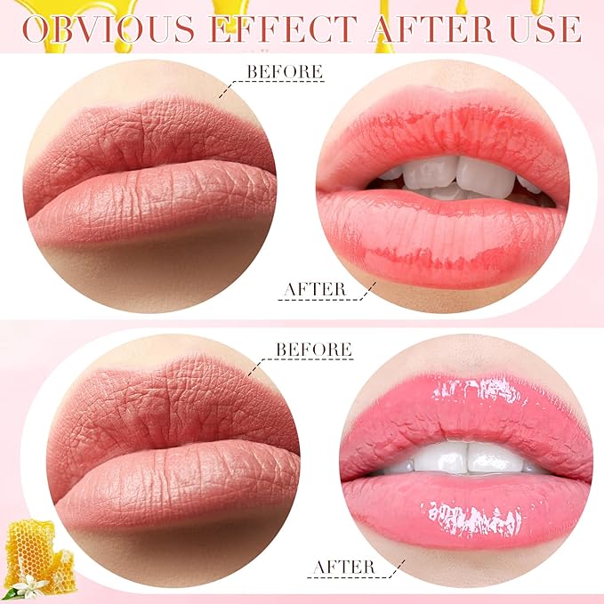 12 Pcs Bee Lip Balm Honey Pot with Brush Propolis Lip Mask Overnight, Moisturizing Hydrating Lip Sleeping Mask Prevention Dry and Cracked(Honey+Strawberry+Watermelon)-FemmiqueWomen