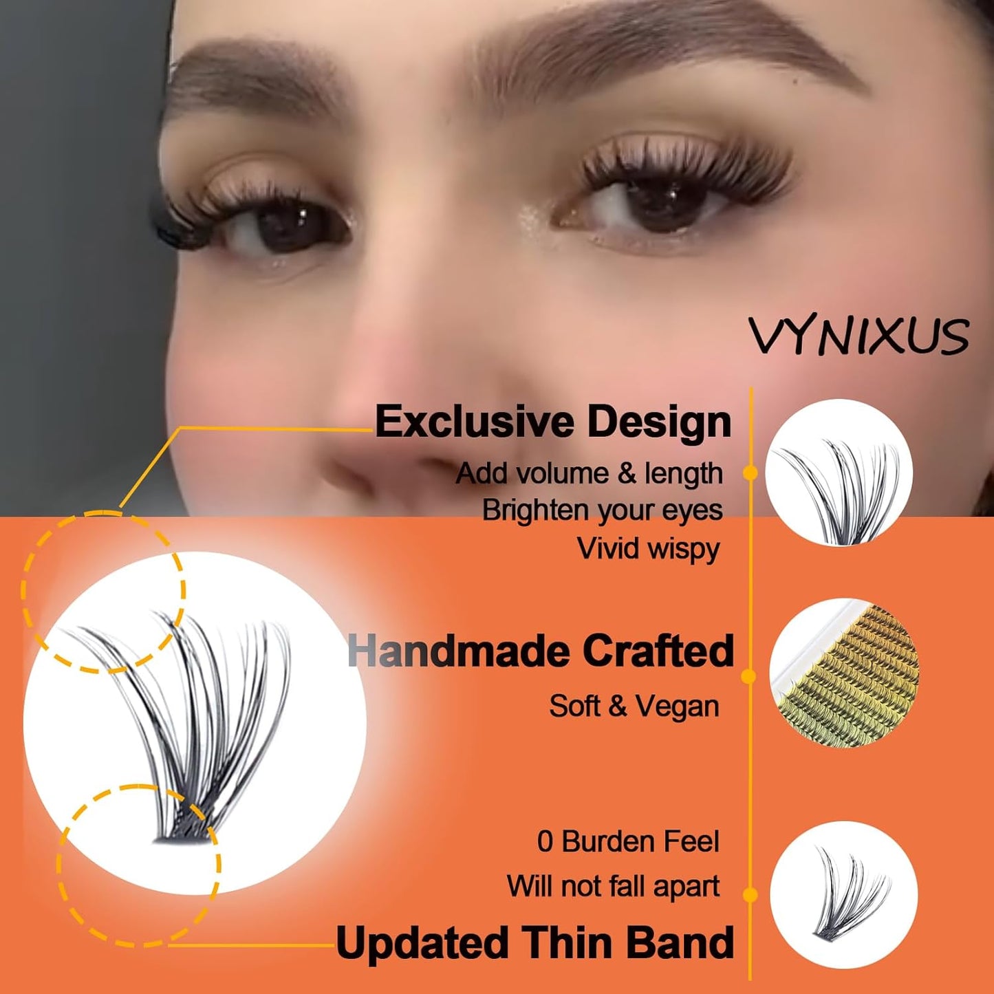 Lash Clusters 280pcs Individual Lashes Mixed Tray Eyelash Clusters VYNIXUS Cluster Eyelash Extensions Natural Cluster Lashes Soft (30D/40D-0.07D-Mix8-14)-FemmiqueWomen