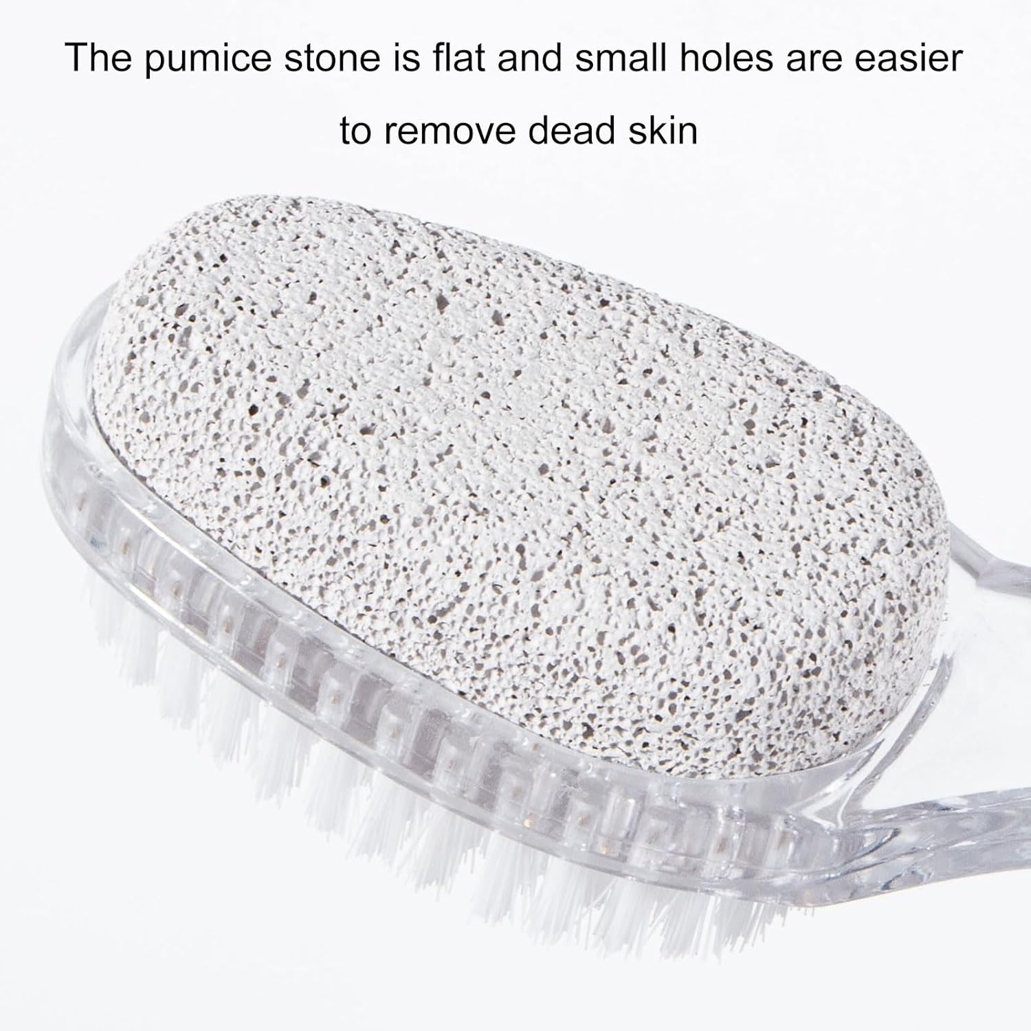 2 Pcs Foot Pumice Stone Brush Calluses Remover, Ooloveminso Large Foot Scrubber Foot File with Handle 2 in 1 Suitable for Horniness Foot Spa, Foot Care Smooth Skin (Transparent)-FemmiqueWomen