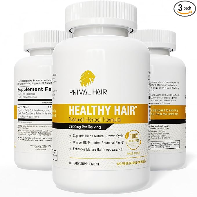 3 PK- 100% Natural Growth Treatment, Reduces Hair Loss, US Patented Formula Proven Effective for Men & Women, 100% Vegan, Non-GMO, 90-Day Supply, 3 Pack-FemmiqueWomen