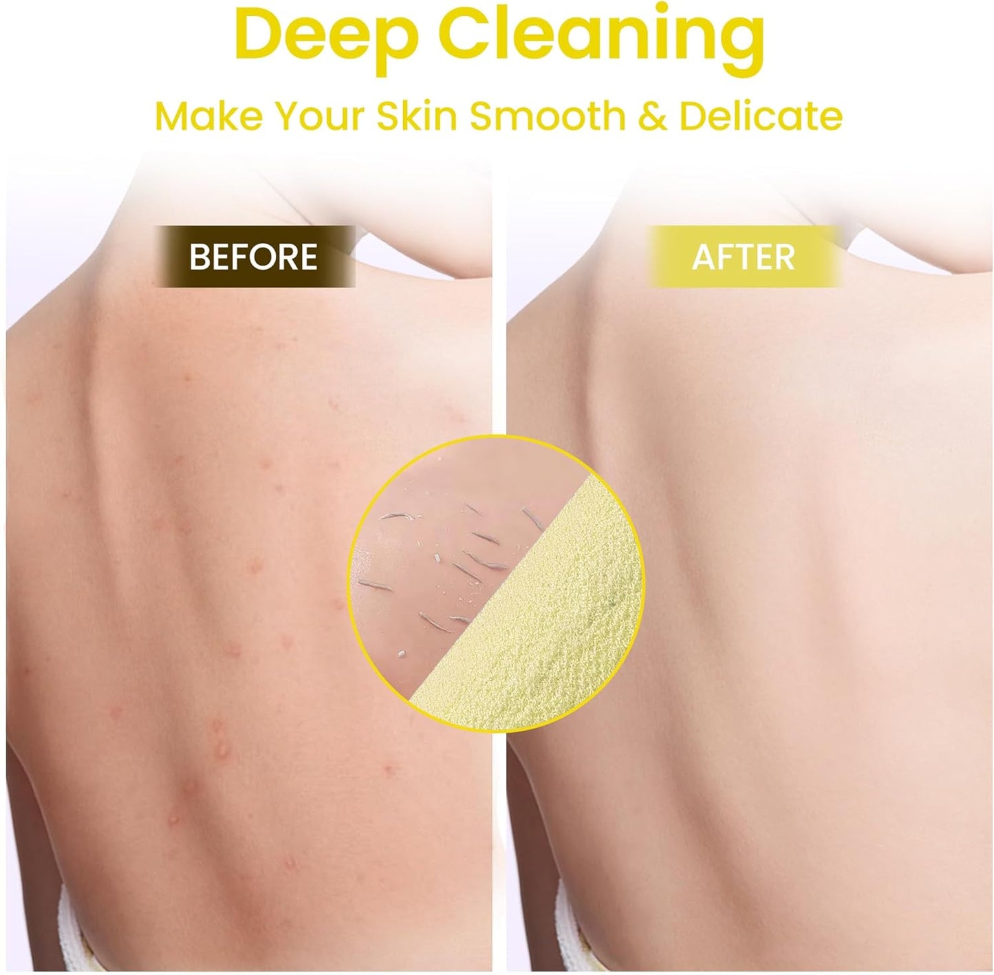 3 Pcs Double-Sided Back Exfoliator Body Scrub Towel, Exfoliating Back Scrubber with Handles,Exfoliating Washcloth Bath Tool in Shower, Stretchable Back Washer to Deep Cleans Skin (Beige)-FemmiqueWomen