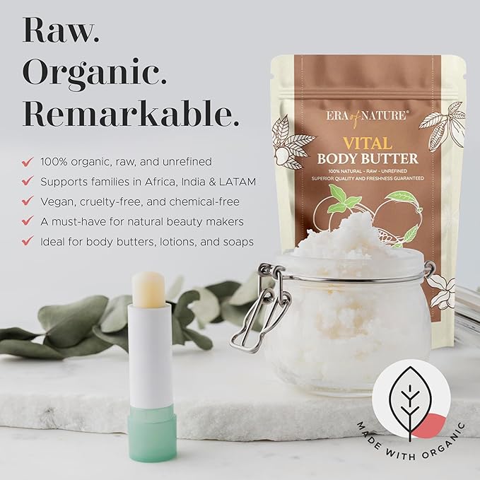 Era of Nature Organic Shea, Mango & Cocoa Body Butter – Raw, Unrefined, 100% Natural – Perfect Base for DIY Skincare, Body Butters, Lotions, Soaps & Lip Balms – Essential for Homemade Creations – 16oz-FemmiqueWomen