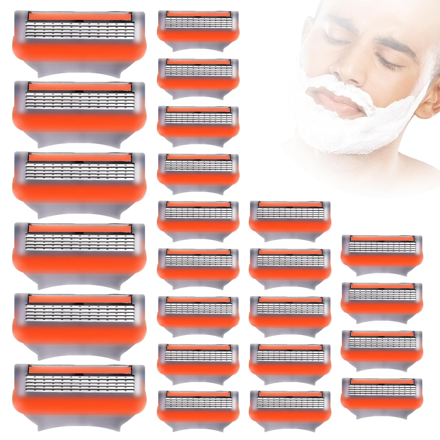 24Pcs Premium Razor Blades for Men - 5-Layer Stainless Steel Refills Compatible with Fusion 5 Style Razors, Smooth Shaving Replacement Cartridges Value Pack-FemmiqueWomen